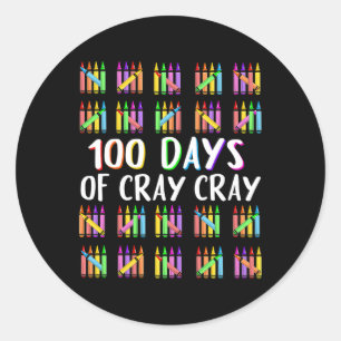 100 dagen Crayons 100 dagen op school Ronde Sticker