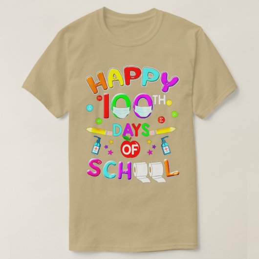 100 dagen docent schoolmasker en student t-shirt (Design voorkant)