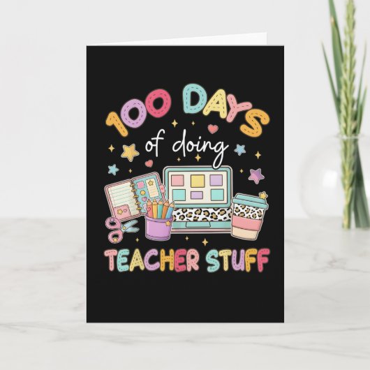 100 dagen doen leraar spullen Cute Pastel School Kaart (Voorkant)