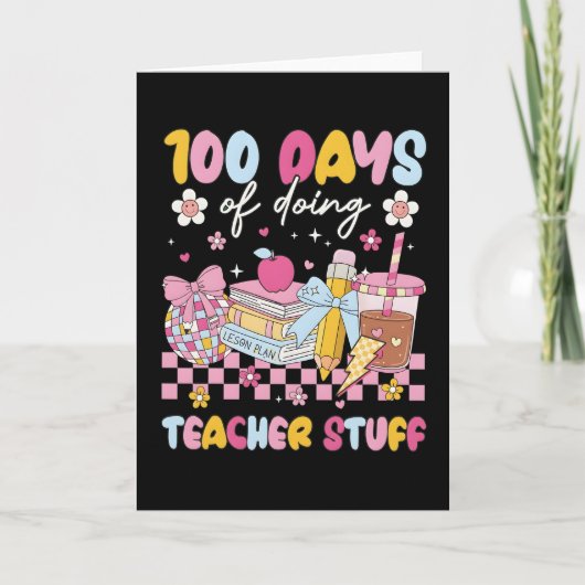 100 dagen doen leraar spullen Cute School Design Kaart (Voorkant)