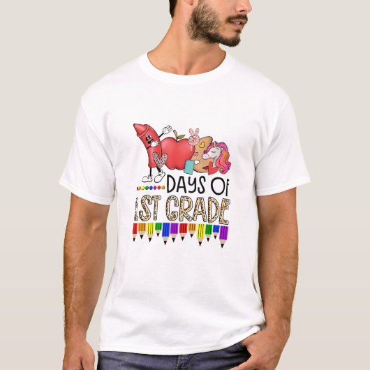 100 dagen eerste klas leraar t-shirt (Voorkant)