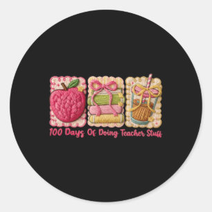 100 dagen embroidery kunst voor leerkrachten ronde sticker