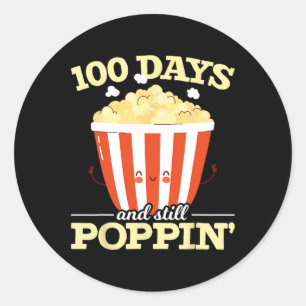 100 dagen en nog poppin popcorn film 100 dagen o ronde sticker