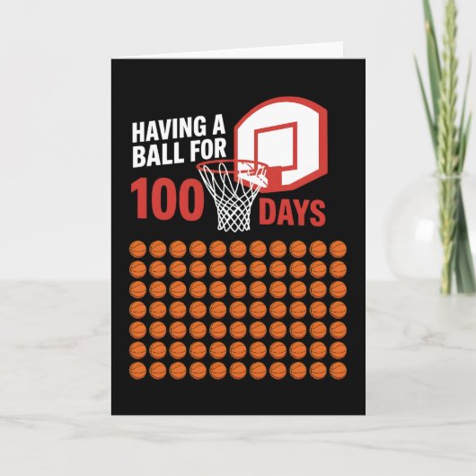 100 DAGEN FEESTEN Basketbalfan Kaart (Voorkant)