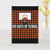 100 DAGEN FEESTEN Basketbalfan Kaart (Gele Bloem)