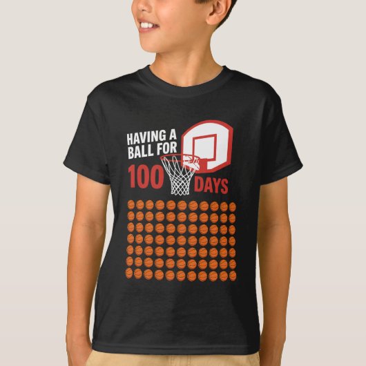 100 DAGEN FEESTEN Basketbalfan T-shirt (Voorkant)
