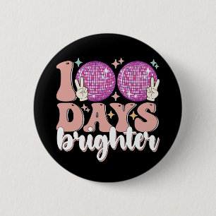 100 dagen felle discobal 100ste dag van school ronde button 5,7 cm