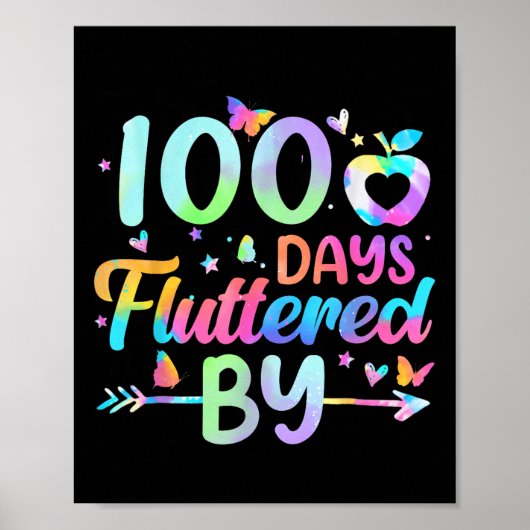 100 dagen gefladder door - 100ste schooldag poster (Voorkant)