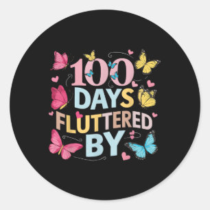 100 dagen gefladder door 100ste schooldag ronde sticker