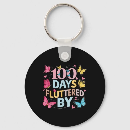 100 dagen gefladder door 100ste schooldag sleutelhanger (Voorkant)