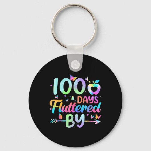 100 dagen gefladder door - 100ste schooldag sleutelhanger (Voorkant)