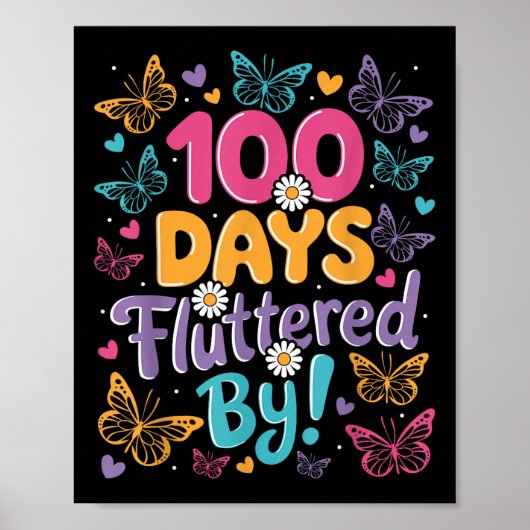 100 dagen gefladder Kinder 100ste schooldag Poster (Voorkant)