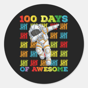 100 dagen Geweldige astronaut 100ste schooldag Ronde Sticker