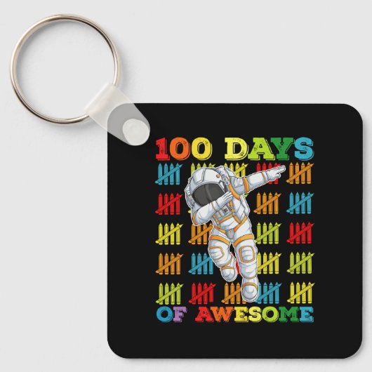 100 dagen Geweldige astronaut 100ste schooldag Sleutelhanger (Voorkant)