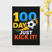 100 dagen, gewoon trappen! Voetbal Blast-viering Kaart (Gele Bloem)