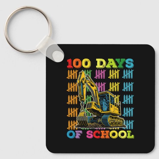100 dagen graafmachine schoolmeester sleutelhanger (Voorkant)