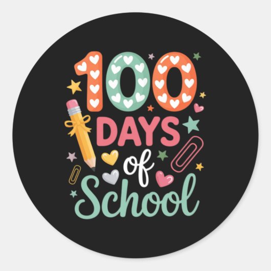 100 dagen grappige retro geruite cirkel ronde sticker (Voorkant)