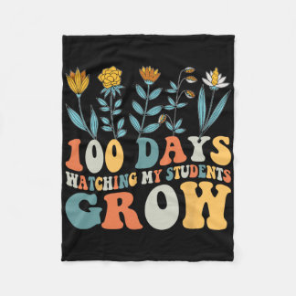 100 dagen groeiende boho bloemen leraar 100e dag v fleece deken