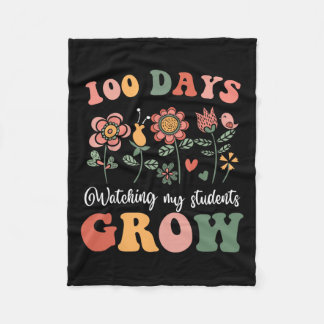 100 dagen groeiende boho bloemen leraar 100e dag v fleece deken
