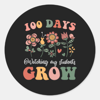 100 dagen groeiende boho bloemen leraar 100e dag v ronde sticker