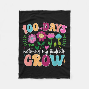 100 Dagen Groeiende Boho Bloemen Leraar 100ste Dag Fleece Deken