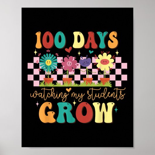 100 Dagen Groeiende Boho Bloemen Leraar 100ste Dag Poster (Voorkant)
