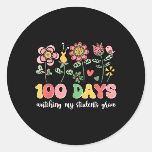 100 Dagen Groeiende Boho Bloemen Leraar 100ste Dag Ronde Sticker