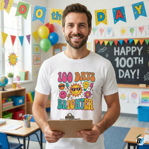 100 Dagen Helder Retro Groovy 100ste Dag Van Schoo T-shirt