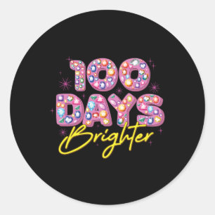 100 dagen helderder gelukkig 100ste dag van school ronde sticker