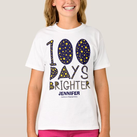 100 dagen helderder mooie sterren 100 dagen school t-shirt (Voorkant)
