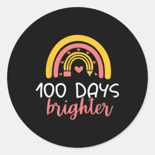 100 dagen helderder regenboog leraar meisje 100e d ronde sticker