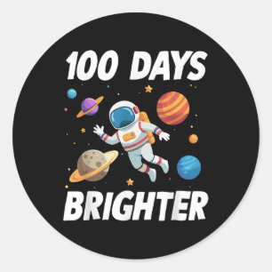 100 dagen helderdere ruimteastronaut 100ste dag va ronde sticker