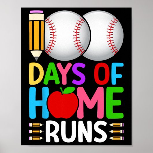 100 dagen homeruns Bysebyll 100ste dag van school Poster (Voorkant)