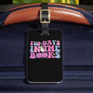 100 dagen in de boeken Disco Ball Groovy Retro Bagagelabel