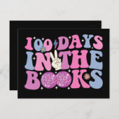 100 dagen in de boeken Disco Ball Groovy Retro Briefkaart (Voorkant / Achterkant)