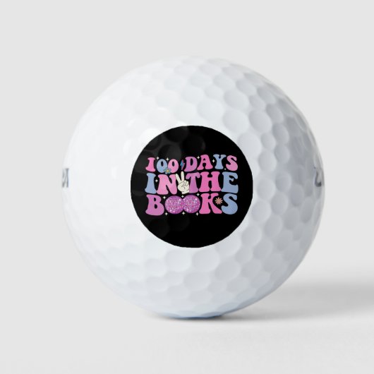 100 dagen in de boeken Disco Ball Groovy Retro Golfballen (Voorkant)