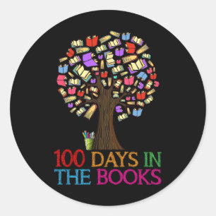 100 dagen in de boekenboom 100e dag schoolthee ronde sticker