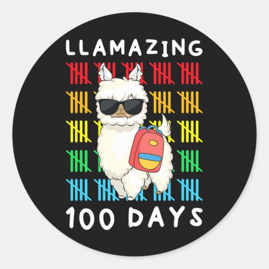 100 dagen Kinder Llama Leraar 100ste dag Ronde Sticker (Voorkant)