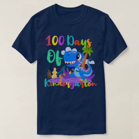 100 dagen Kindergarten Funny Dinosaur Gift voor K T-shirt (Design voorkant)