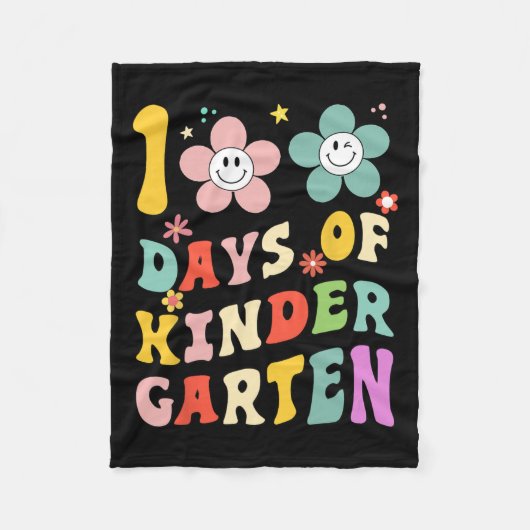 100 dagen Kindergarten Groovy 100e dag school t Fleece Deken (Voorkant)