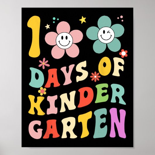100 dagen Kindergarten Groovy 100e dag school t Poster (Voorkant)