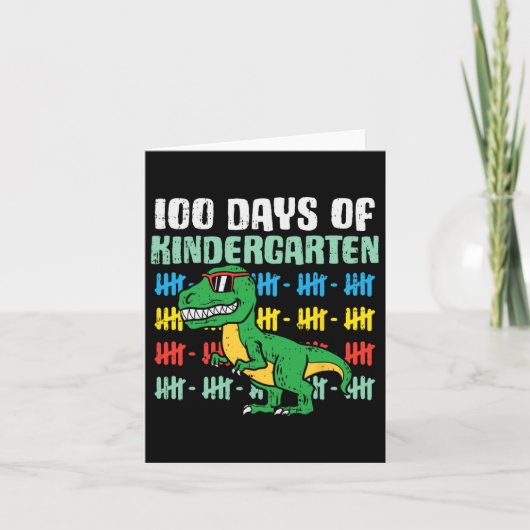 100 dagen Kindergarten Trex Dinosaur 100e dag S Kaart (Voorkant)