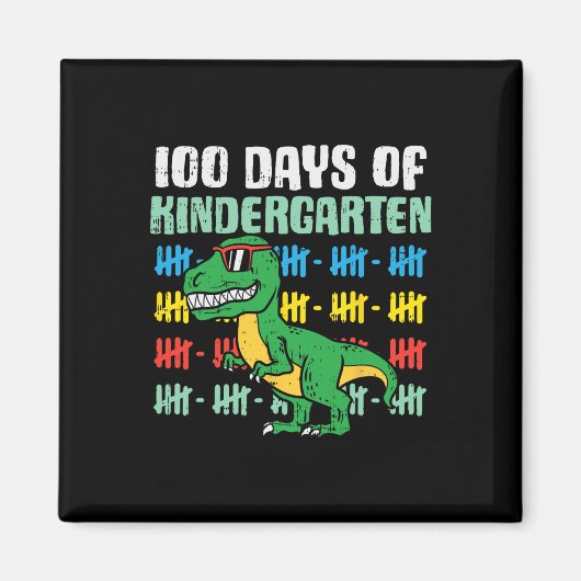 100 dagen Kindergarten Trex Dinosaur 100e dag S Magneet (Voorkant)