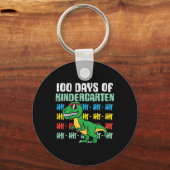 100 dagen Kindergarten Trex Dinosaur 100e dag S Sleutelhanger (Voorkant)