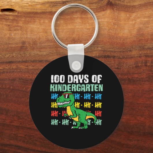 100 dagen Kindergarten Trex Dinosaur 100e dag S Sleutelhanger (Voorkant)