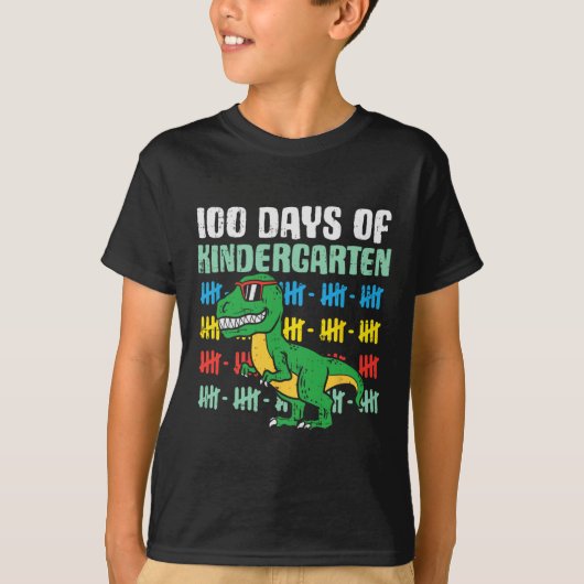 100 dagen Kindergarten Trex Dinosaur 100e dag S T-shirt (Voorkant)