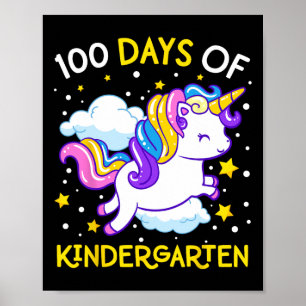 100 dagen kindergarten Unicorn-meisjes 100 dagen Poster