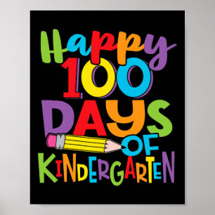 100 dagen kleuterjuf en Kinder kleurrijke Poster