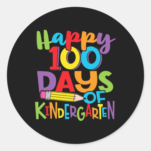 100 dagen kleuterjuf en Kinder kleurrijke Ronde Sticker (Voorkant)