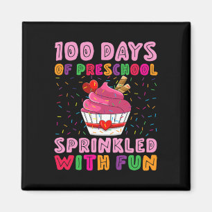 100 dagen kleuterschool bestrooid met leuke cupcak magneet